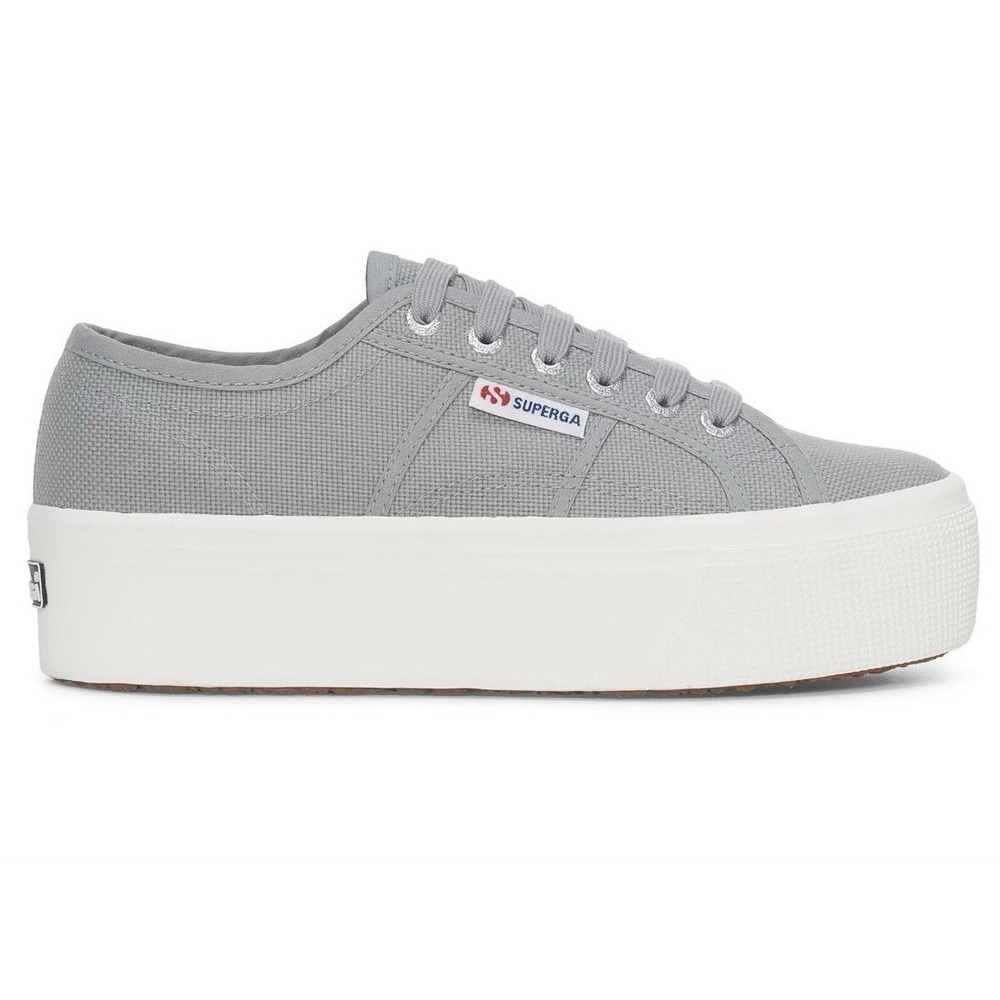 Superga Platform Sneakers in Light Gray and White
